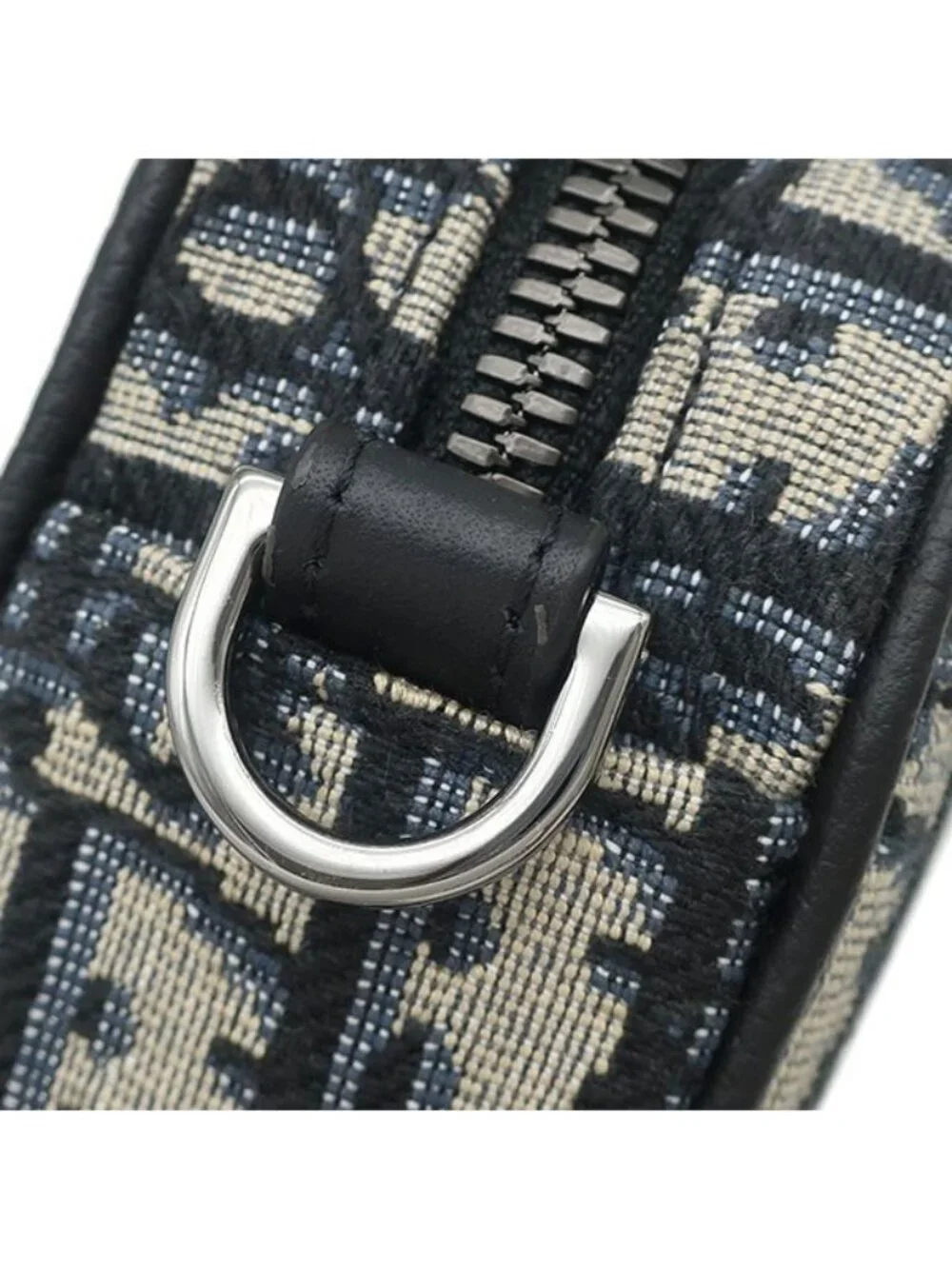 Dior Shoulder Bag Safar Mini Oblique Canvas Leather Beige Gunmetal All Over